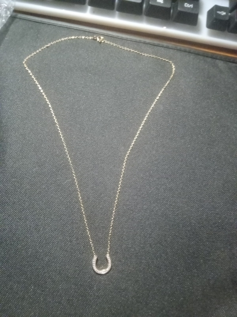 Delicate Gold Horseshoe Diamond Pendant Necklace - Women Jewelry